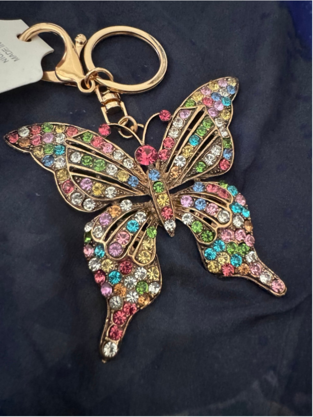 Large Multicolor Rhinestone Butterfly Keychain new - Picture 2 of 6